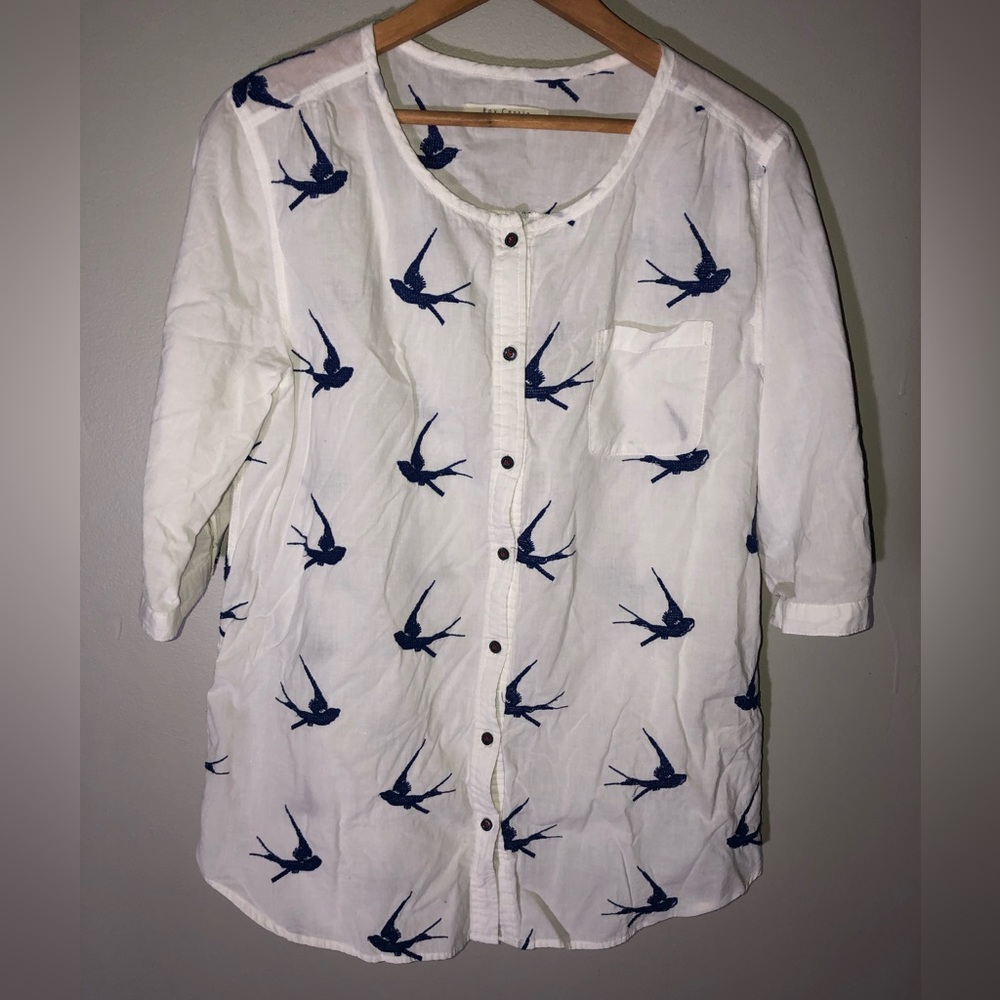 Ray Cassin Blue Birds Button Down shirt M